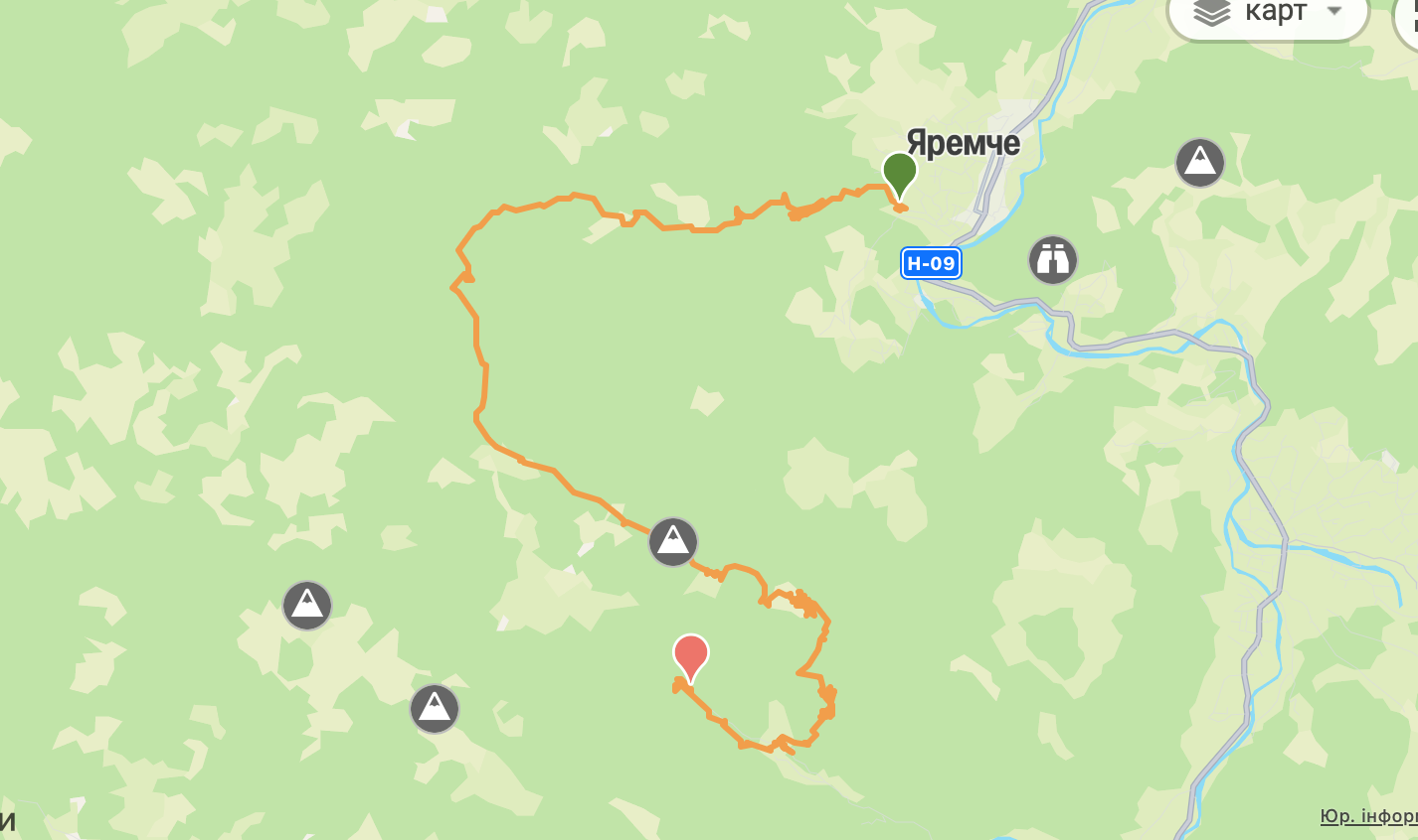 маршрут до водоспаду гук з гори Явірник-Ґорґан
